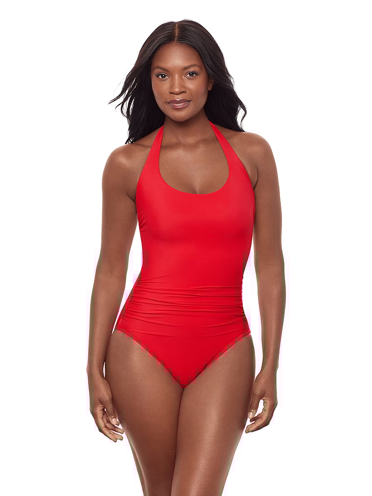 Victoria's Secret, Miraclesuit Utopia One-Piece Swimsuit, Poppy, onModelFront, 1 of 3