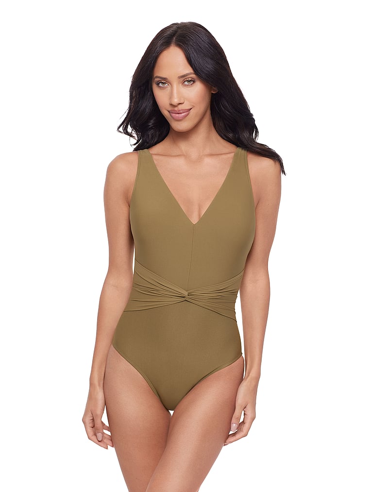 Victoria's Secret, Magicsuit Esti One-Piece Swimsuit, Taro, onModelFront, 1 of 3