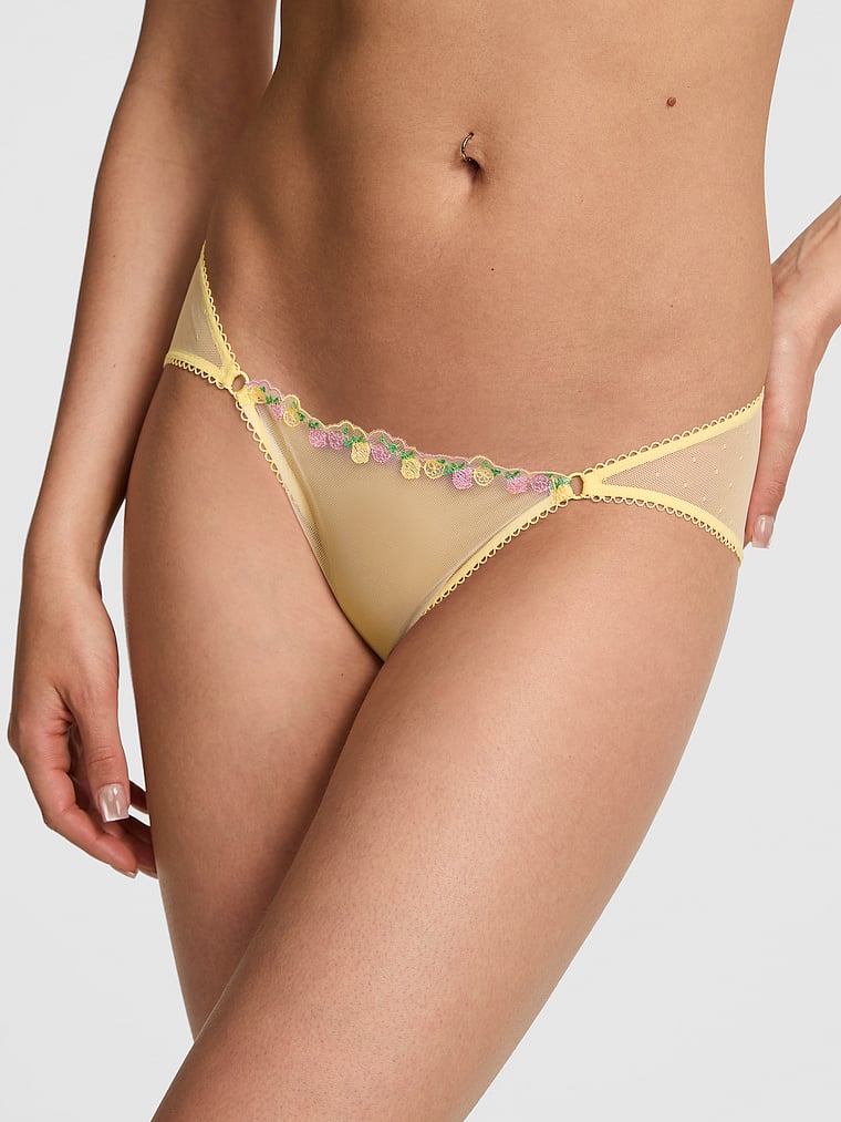 PINK Wink Strappy Cheeky Panty, White And Mellow Yellow, onModelFront, 1 of 4 Scarlett is 5'11" and wears Small