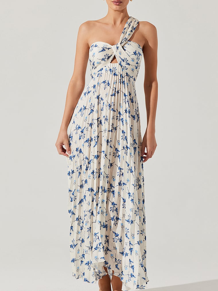 Victoria's Secret, Astr The Label Rasya Dress, White Blue Floral, onModelFront, 1 of 4