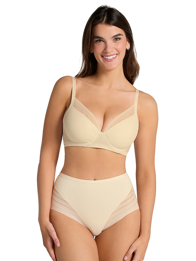 Victoria's Secret, Leonisa Shapewear Moderate Compression Undetectable Contouring Panty, Ivory, onModelBack, 2 of 5
