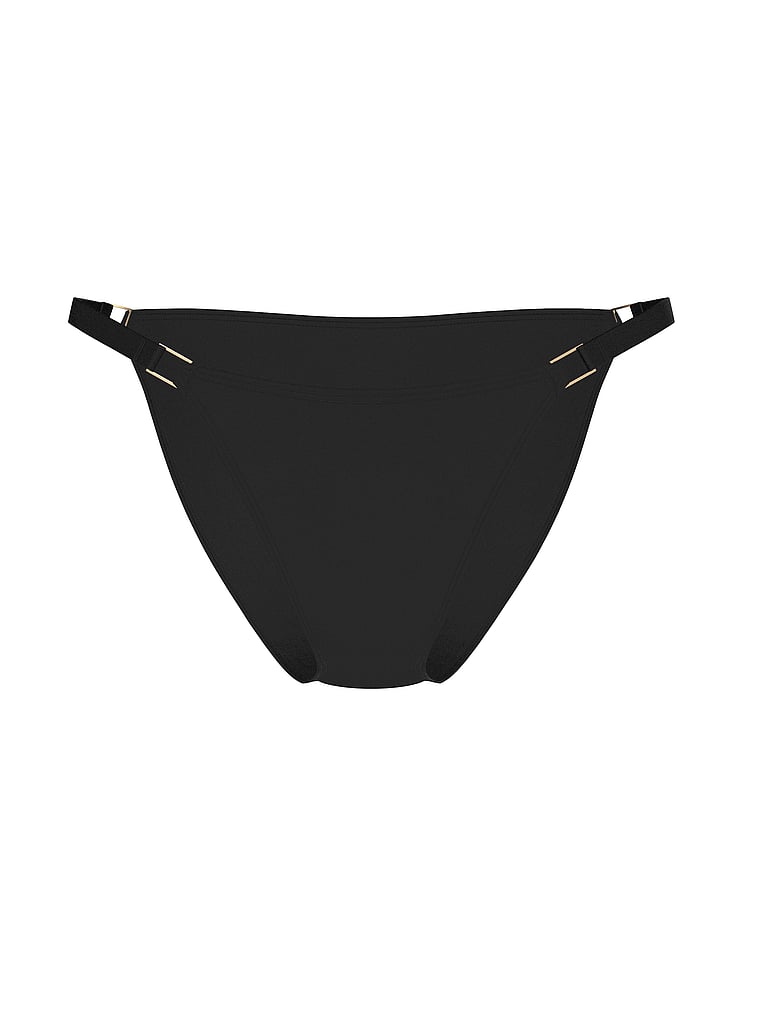 Victoria's Secret, Victoria's Secret Swim Archives Sexy Cut-Out Bikini Bottom, Black, offModelFront, 3 of 3