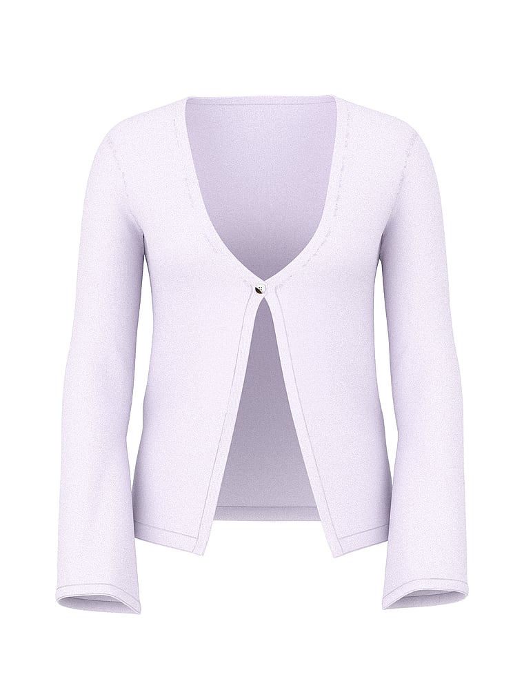 PINK One-Button Knit Cardigan, Purple Whisper, offModelFront, 2 of 4