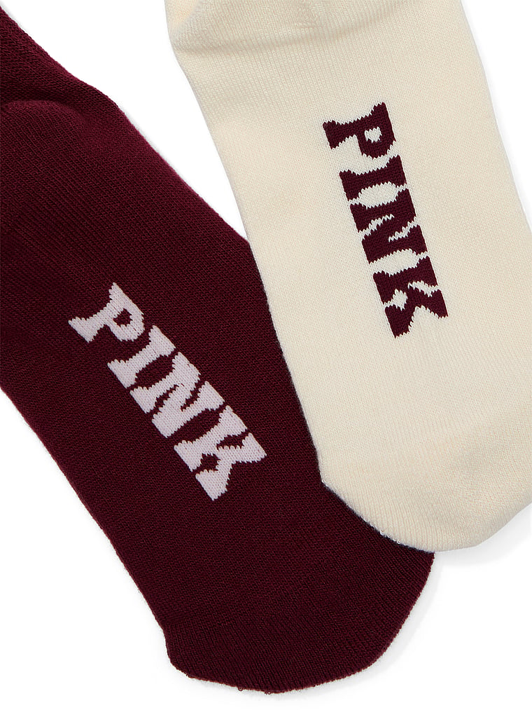 PINK 2-Pack Crew Socks, Wild Rose/White Shell, detail, 2 of 2