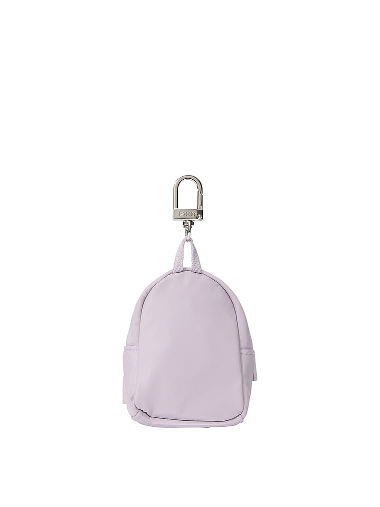 PINK Mini Backpack Keychain Charm, Spring Violet, offModelBack, 2 of 3