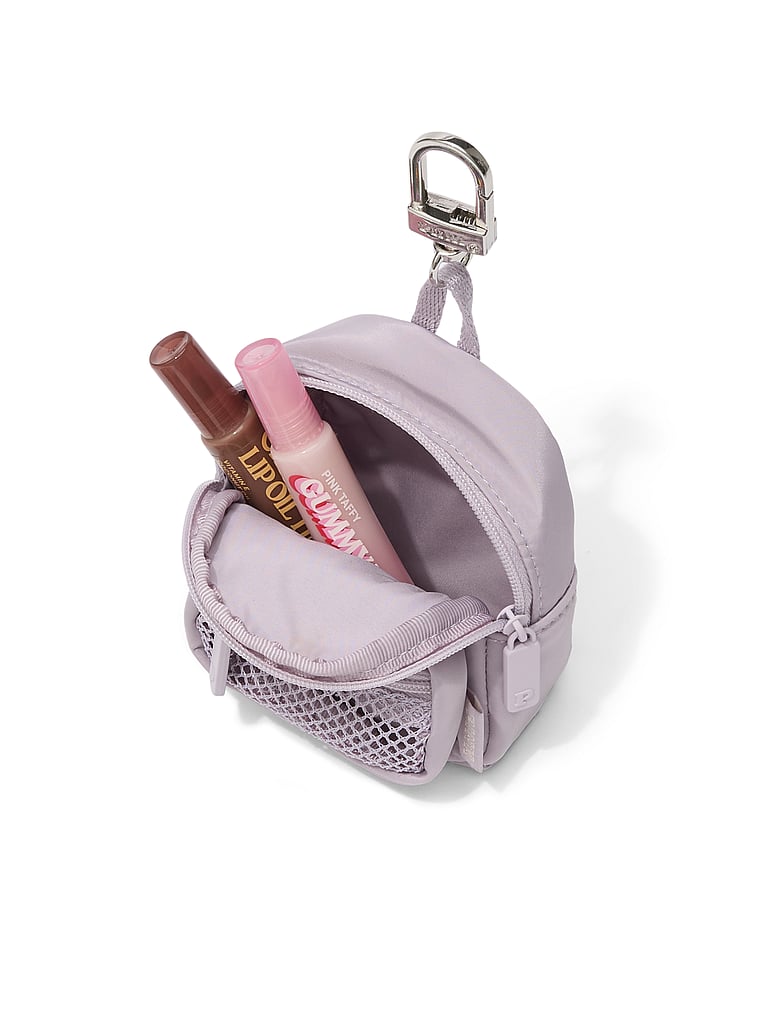 PINK Mini Backpack Keychain Charm, Spring Violet, detail, 3 of 3