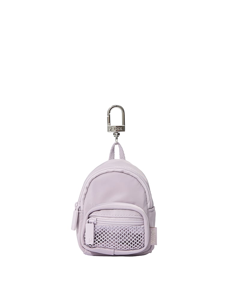 PINK Mini Backpack Keychain Charm, Spring Violet, offModelFront, 1 of 3
