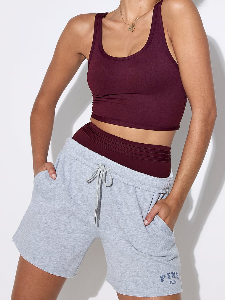 PINK Relay Longline Sports Bra, Wild Rose, onModelSide, 4 of 4 Vanessa is 5'10" or 178cm and wears 32B or Small