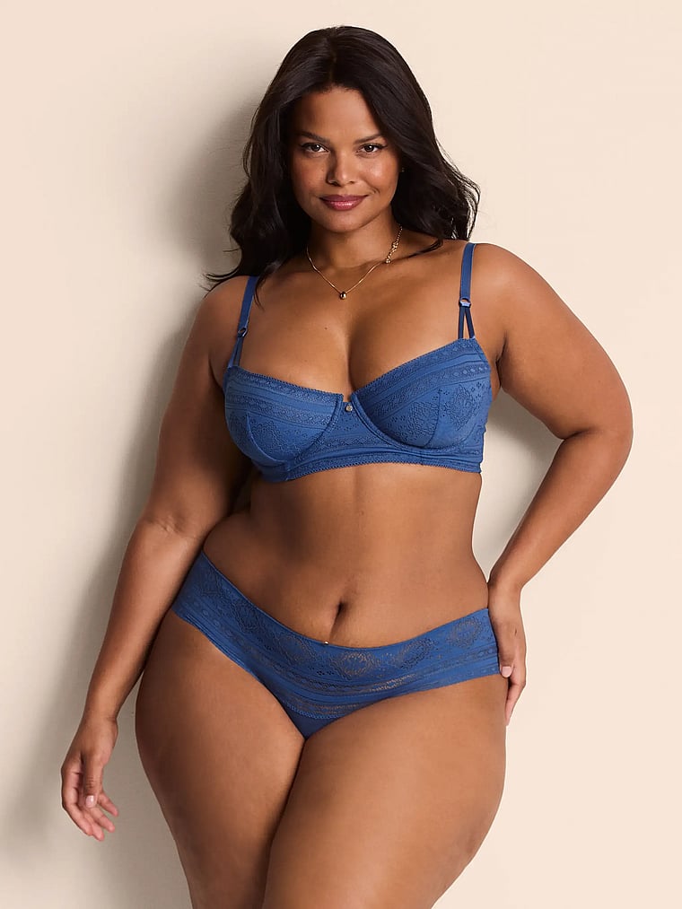 Victoria's Secret, Adore Me Zooey Balconette Bra, True Navy, onModelFront, 1 of 3