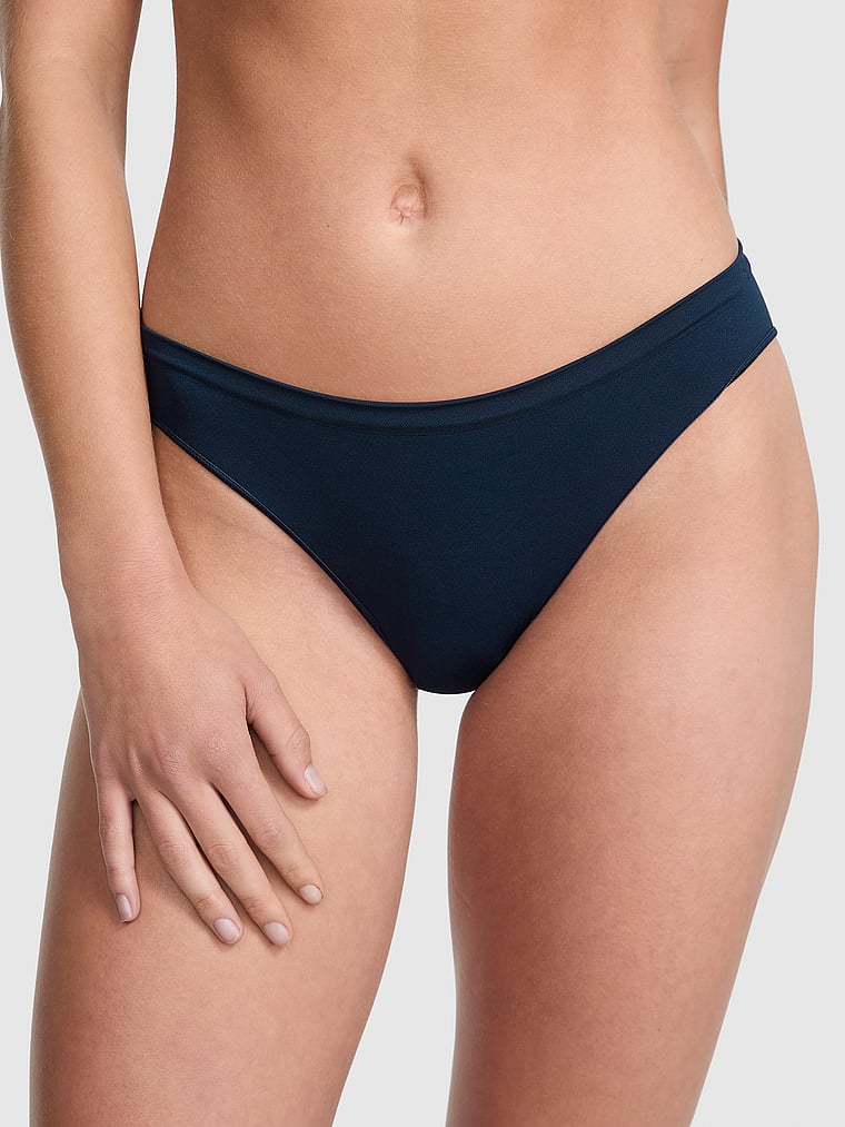 PINK Seamless Bikini Panty, Noir Navy, onModelFront, 1 of 3 Mari is 5'7" and wears Small