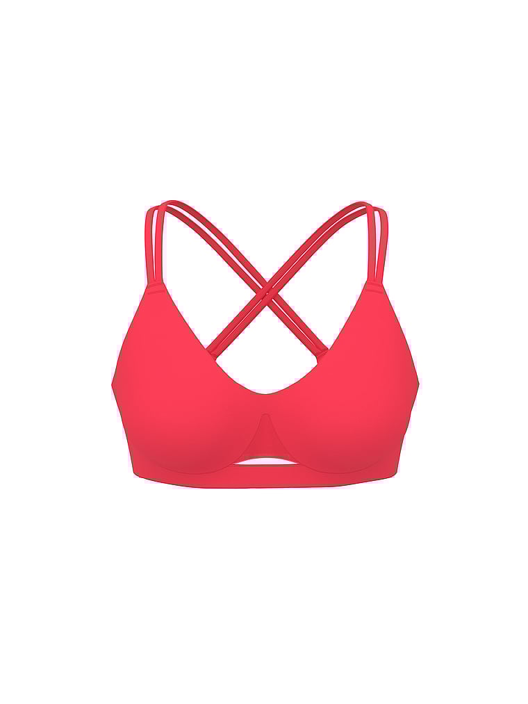 Victoria's Secret, VSX VSX Elevate™ Strappy-Comfort Sports Bra , Pink Island, offModelFront, 3 of 3
