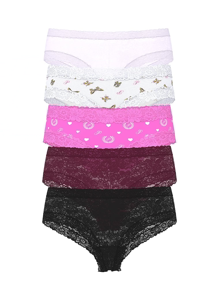 PINK 5-Pack Wink Cheeky Panties, Summer Lace Pack, offModelFront, 1 of 1