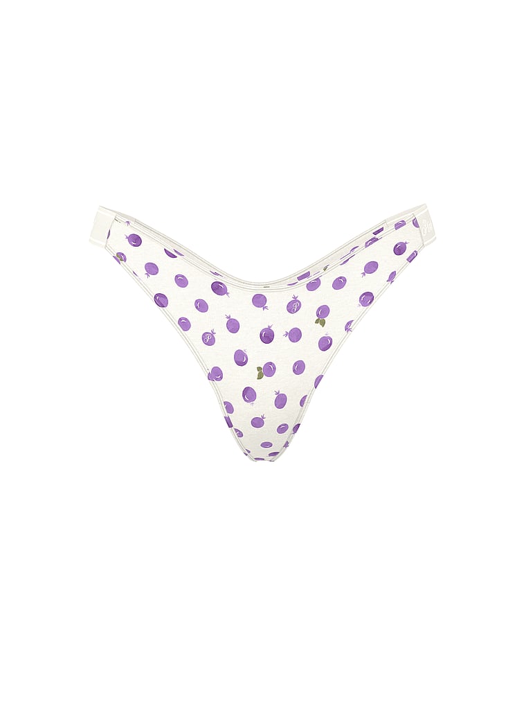 Logo Cotton Shine High-Leg Thong Panty