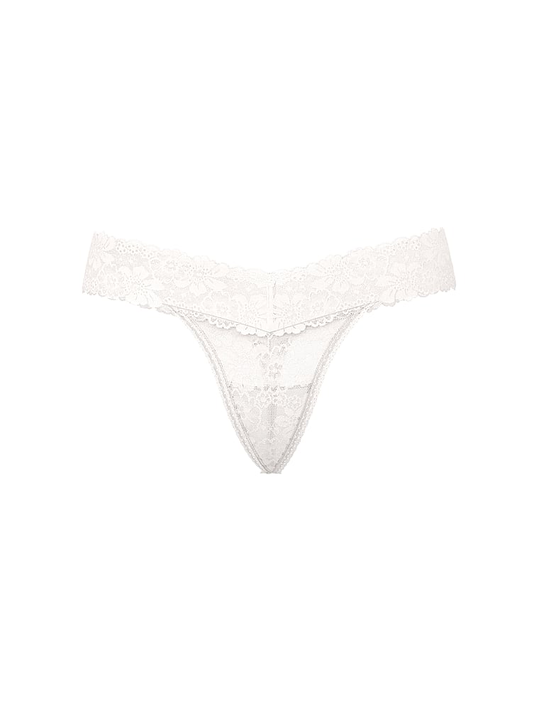PINK PINK Wink™ Lace Thong Panty, Coconut White, offModelFront, 3 of 3