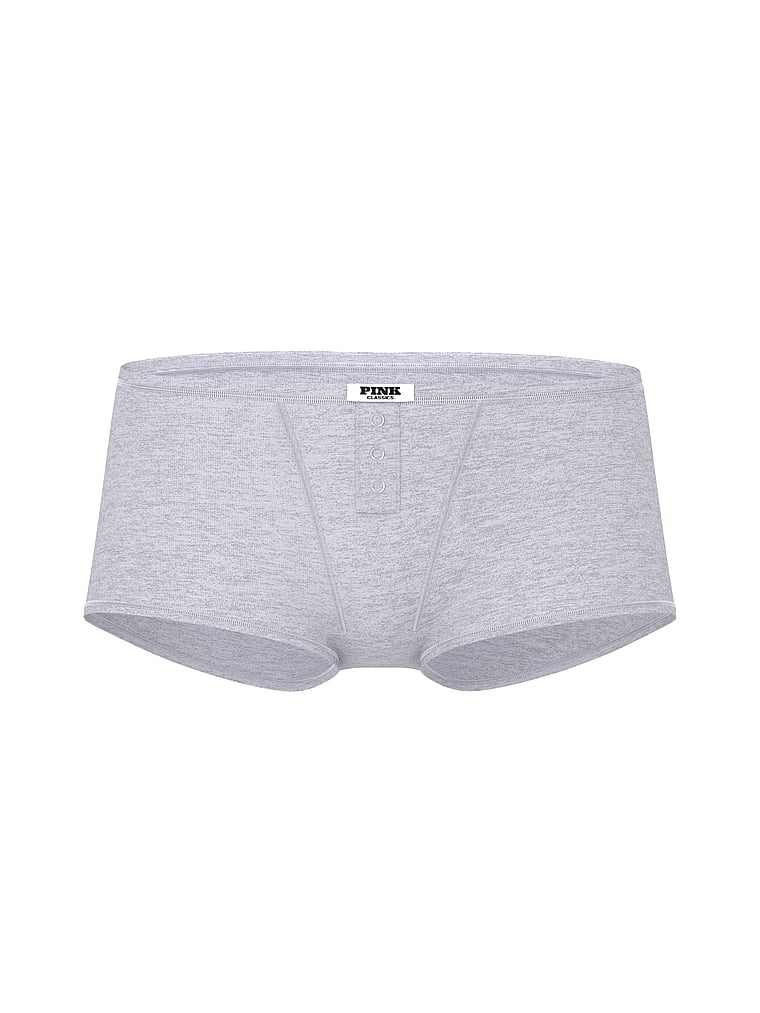 PINK Cotton Dorm Boyshort Panty, Medium Heather Grey, offModelFront, 3 of 3