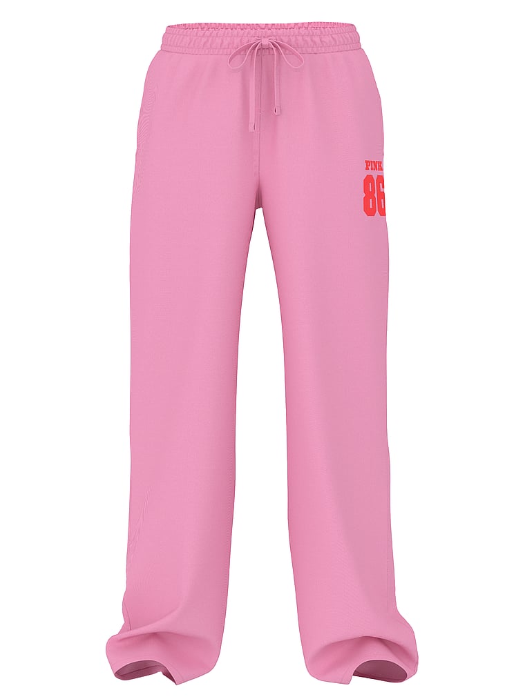 PINK Dorm Lounge Wide-Leg Pants, Pink Lollipop, offModelFront, 4 of 4