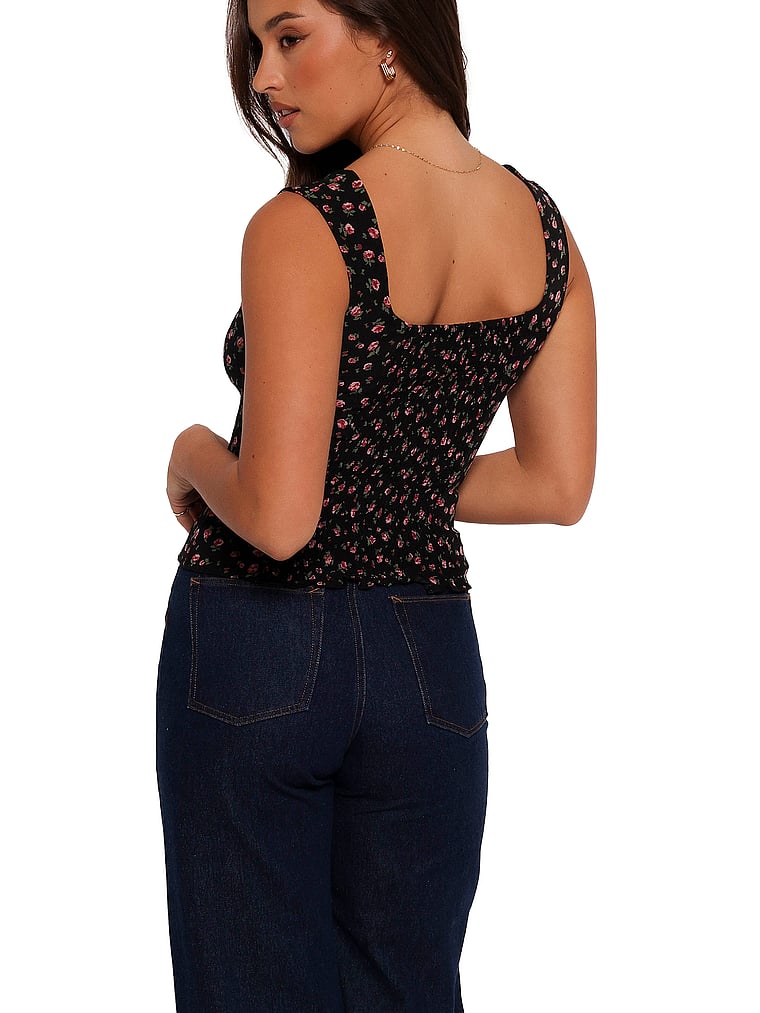 Victoria's Secret, Petal & Pup Katya Square Neck Top, Rosette Ditsy, onModelBack, 2 of 4