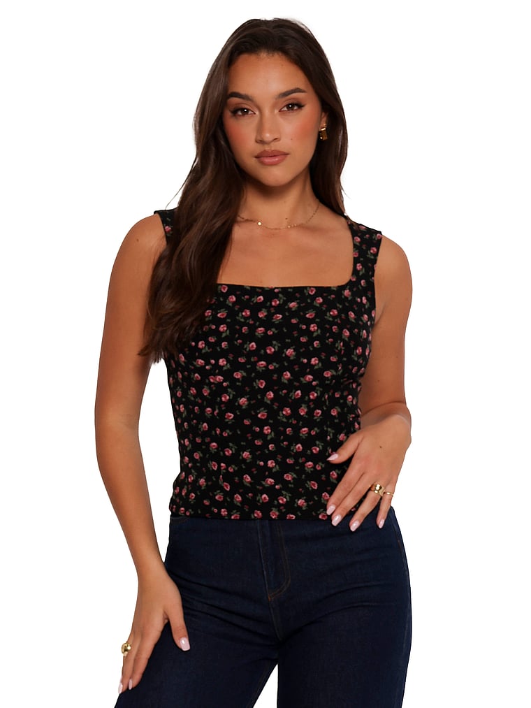 Victoria's Secret, Petal & Pup Katya Square Neck Top, Rosette Ditsy, onModelFront, 1 of 4