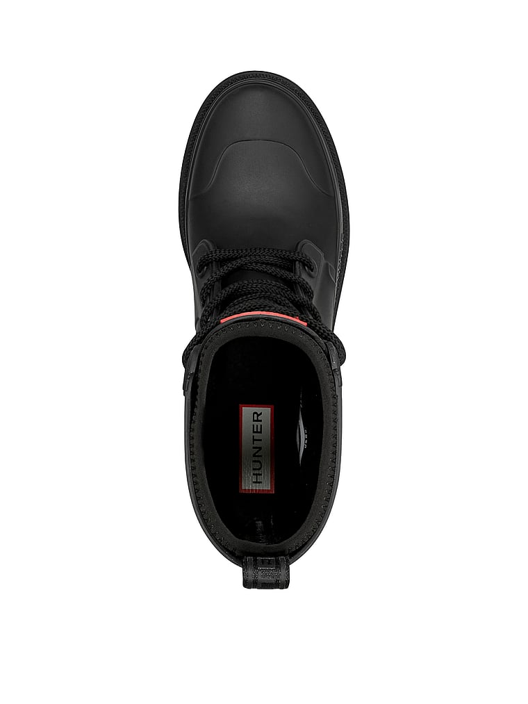 Hunter Diana Waterproof Lace-Up Rain Boots, Black, offModelFront, 3 of 4
