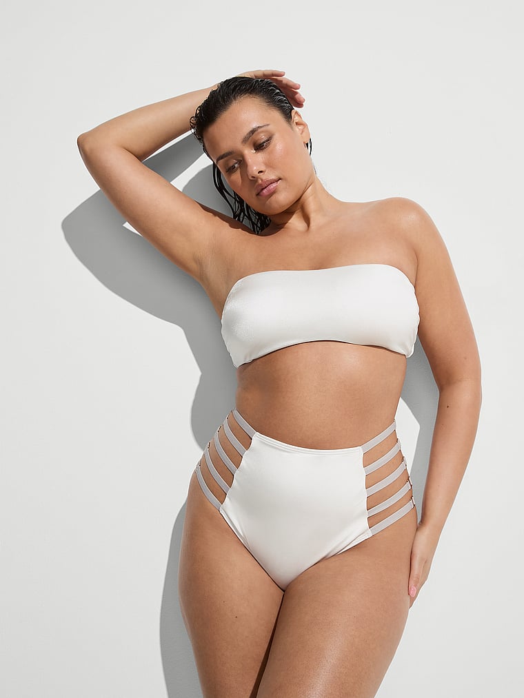 Victoria's Secret, Victoria's Secret Swim Archives Sexy Cut-Out High-Waist Cheeky Bikini Bottom, Coconut White, onModelBack, 4 of 5 Karmi is 5'10" and wears Large