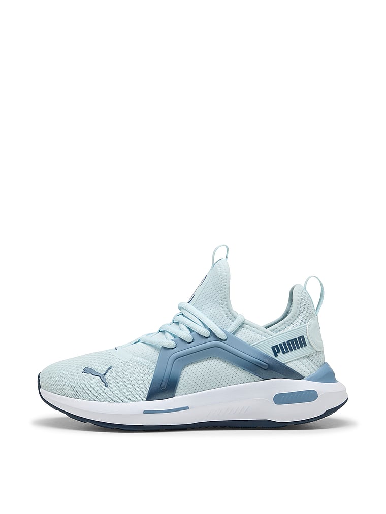 Puma Softride Enzo 5 Metallic Sneakers, Sea Glass-Cool Blue, onModelFront, 1 of 4