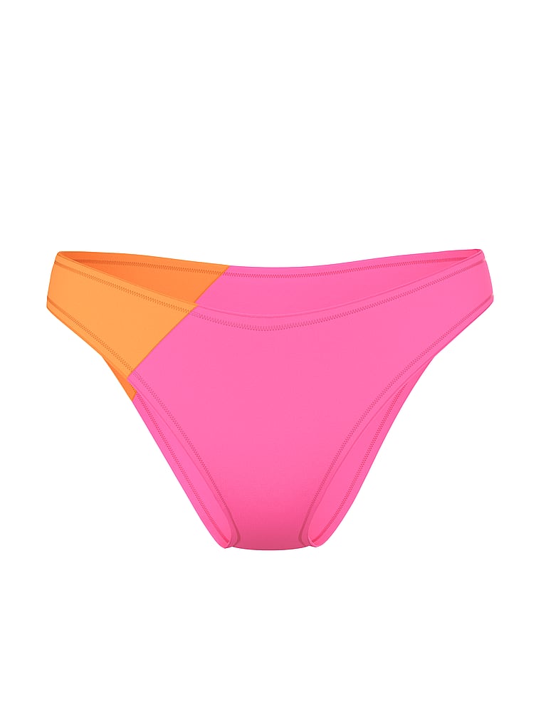 Victoria's Secret, Victoria's Secret Swim Archives Scuba Brazilian Bikini Bottom, Ultra Pink & Glow Orange, offModelFront, 3 of 3