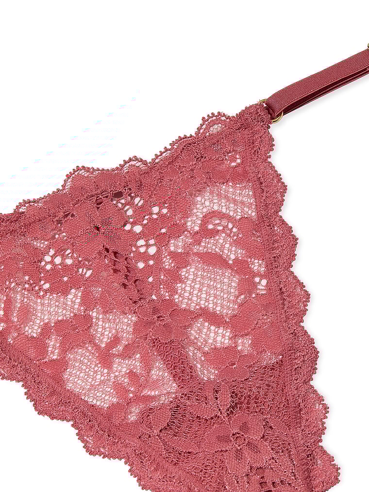 Victoria's Secret, Dream Angels Satin Pom Pom V-String Panty, Seductive Rose, detail, 5 of 5