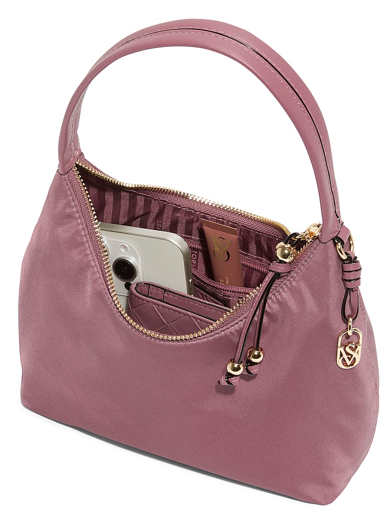 Victoria's Secret, Victoria's Secret VS Icon Small Shoulder Bag, Purple Vapor Nylon, onModelBack, 2 of 4