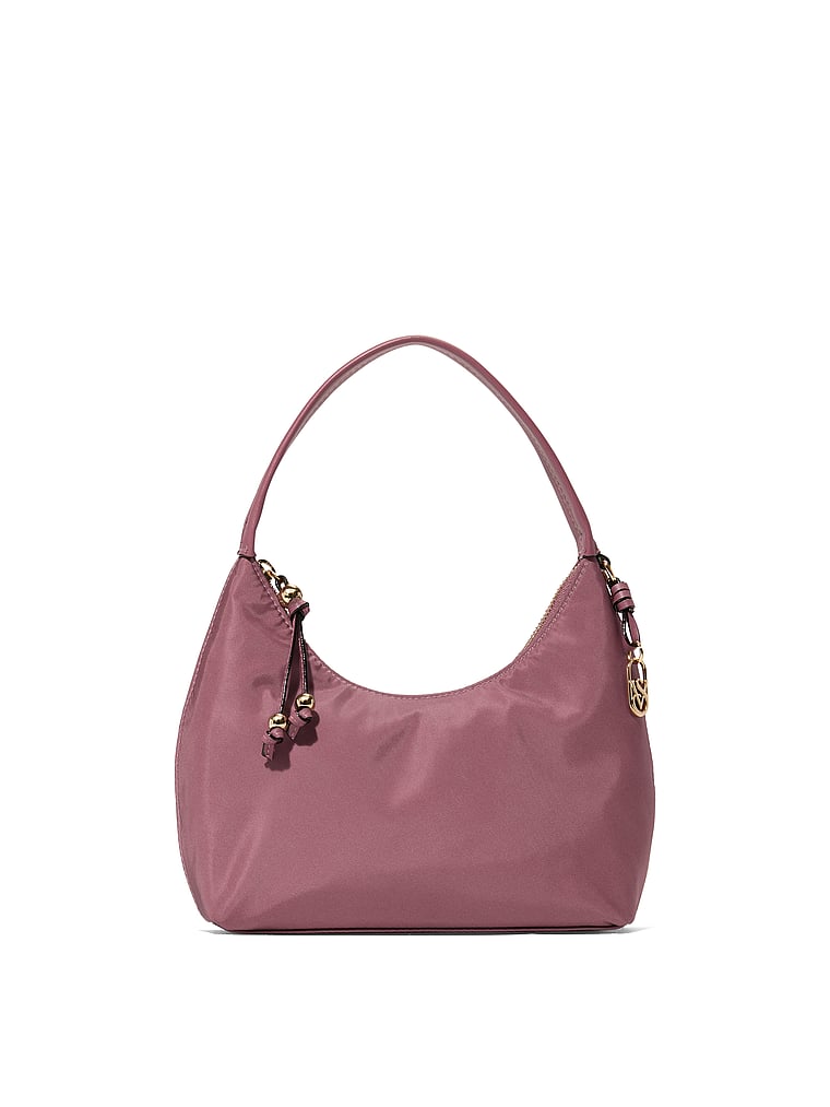 Victoria's Secret, Victoria's Secret VS Icon Small Shoulder Bag, Purple Vapor Nylon, onModelSide, 3 of 4