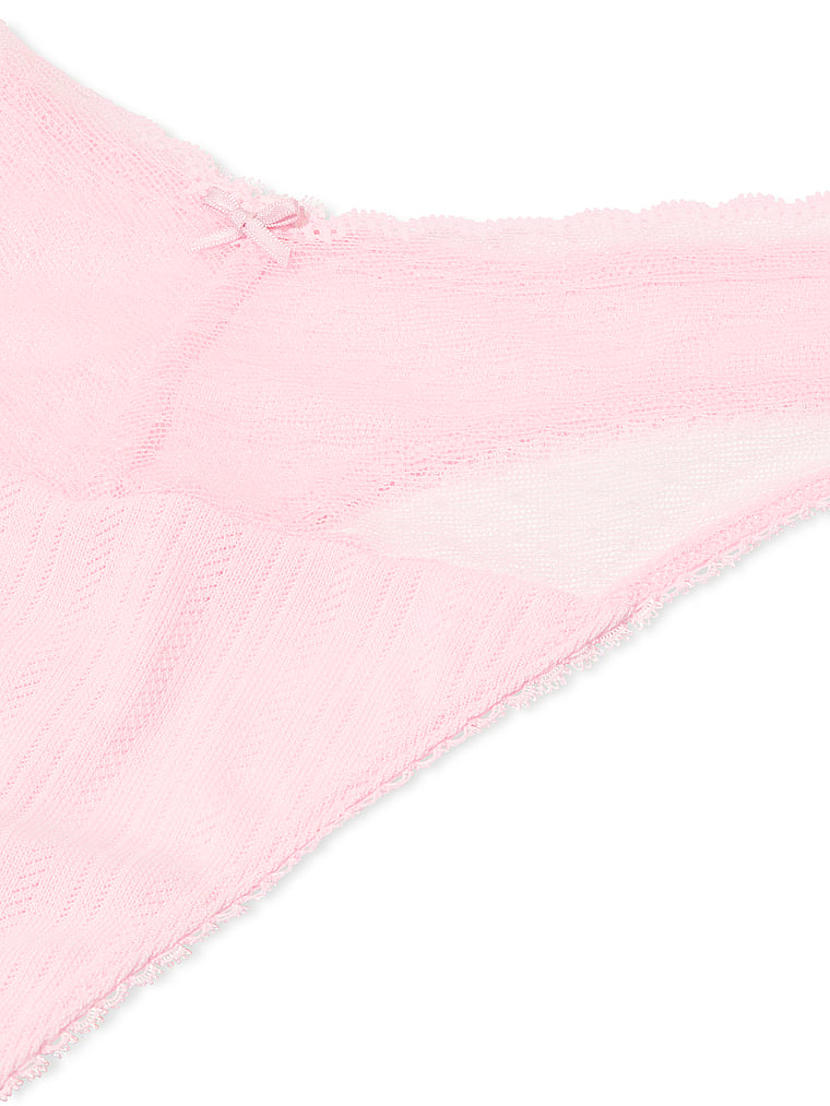 Victoria's Secret, Victoria's Secret Stretch Pointelle High-Leg Scoop Thong Panty, Pretty Blossom, detail, 4 of 4