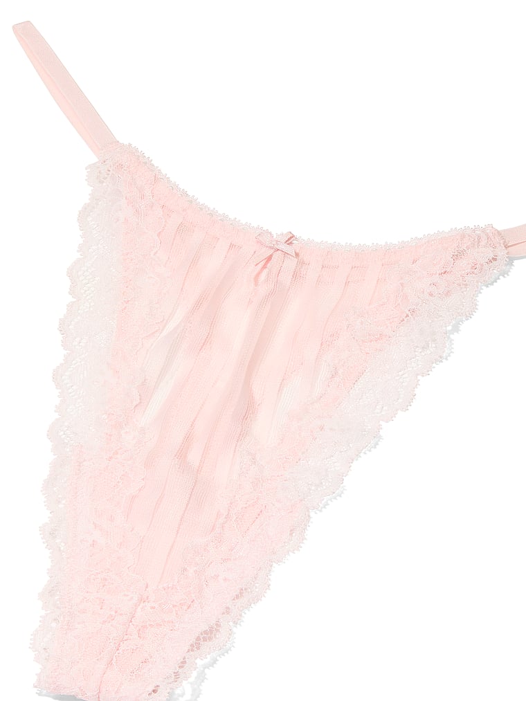 Victoria's Secret, The Lacie Lacie Sheer Heritage String Thong Panty, Angel Pink, detail, 3 of 5