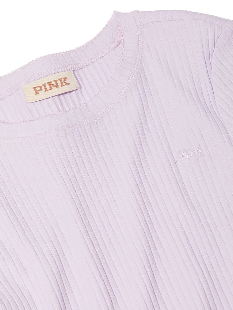 PINK Wide-Ribbed Long Pajama Set, detail, 4 of 4