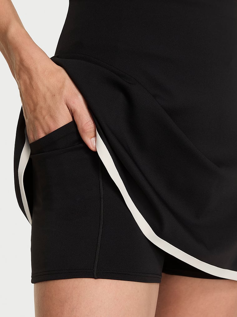 Victoria's Secret, VSX VSX Elevate™ Tipped & Accented Mini Skirt, Black & Plaster, detail, 3 of 4 Maggie is 5'7" and wears Small