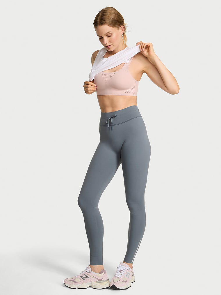 Victoria's Secret, VSX VSX Elevate™ High-Compression Drawcord Legging, Dark Steel, onModelFront, 1 of 4 Lotta is 5'10" or 178cm and wears Small