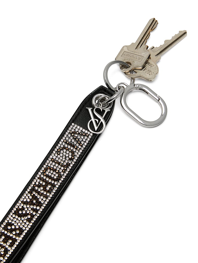 Victoria's Secret, Victoria's Secret Slim Wristlet Strap Keychain, Black, onModelBack, 2 of 3
