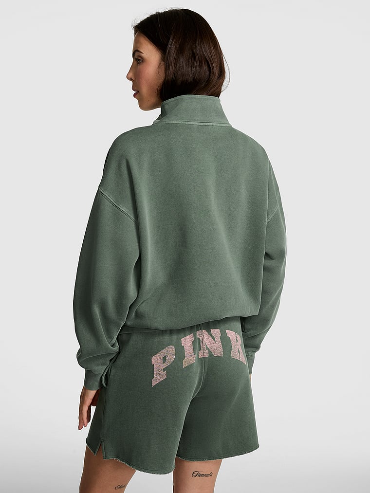 PINK Ivy Fleece Quarter-Zip Sweatshirt, Wild thyme, onModelBack, 2 of 4 Scarlett is 5'11" or 180cm and wears Small