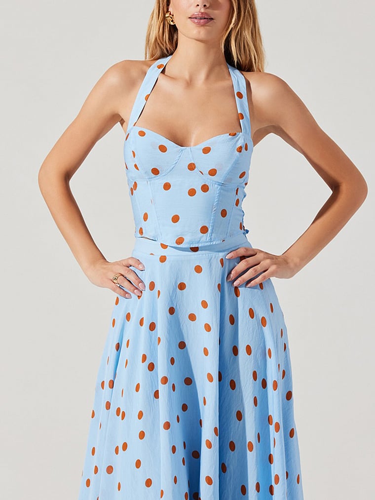 Victoria's Secret, Astr The Label Janie Top, Blue Rust Polkadot, offModelFront, 3 of 4