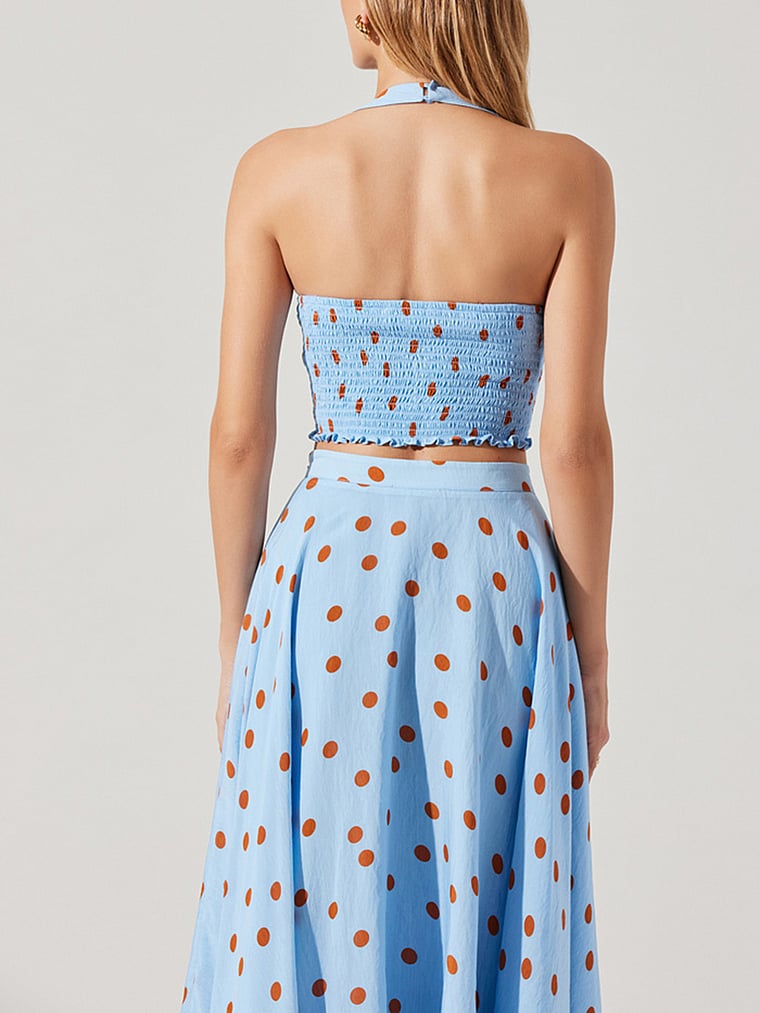 Victoria's Secret, Astr The Label Janie Top, Blue Rust Polkadot, onModelBack, 2 of 4