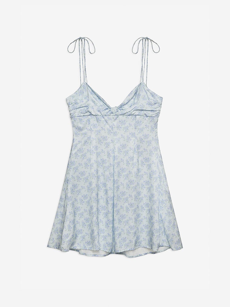 Victoria's Secret, For Love & Lemons Adira Mini Dress, Blue, offModelFront, 3 of 4