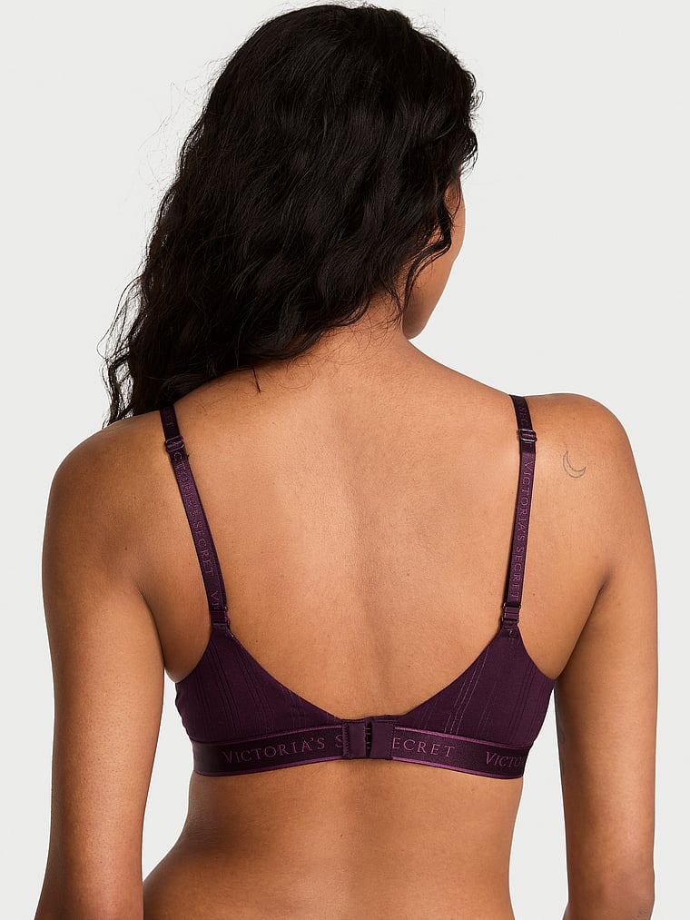 Victoria's Secret, The T-shirt Perfect Shape Ultra-Fine Modal Push-Up Bra, Winter Wine, onModelBack, 4 of 4 Shaanti is 5'9" or 175cm and wears 32B or Small