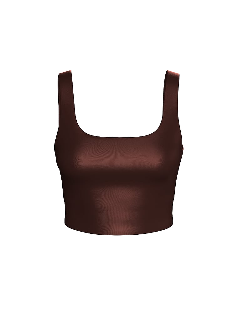 Victoria's Secret, VSX VSX GlossyTech™ Square-Neck Bra Top, Ganache, offModelFront, 2 of 4