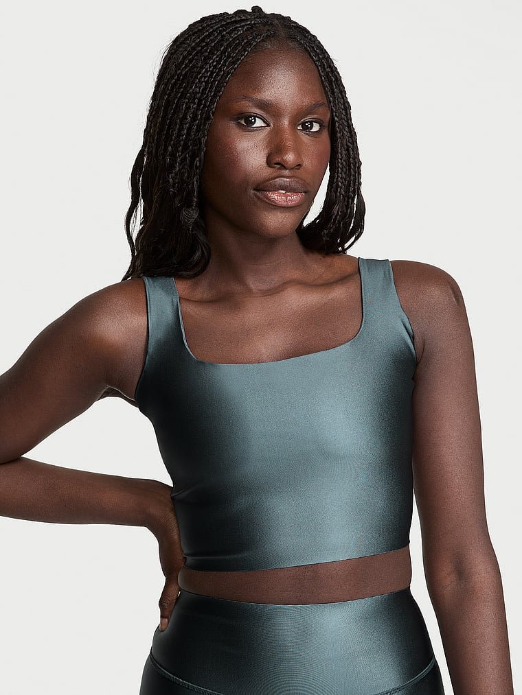 Buy VSX GlossyTech™ Square-Neck Bra Top, Dark Steel - Order Sport Bras ...