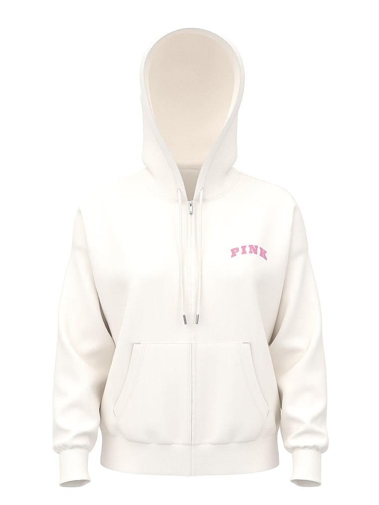 PINK Ivy Fleece Campus Full-Zip Hoodie, offModelFront, 4 of 4