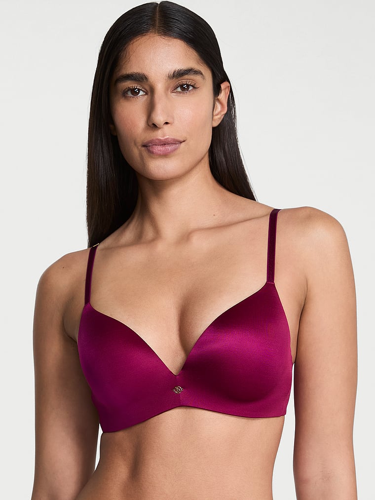 Victoria's Secret, Very Sexy So Obsessed Smooth Wireless Push-Up Bra, Fresh Jam, onModelFront, 1 of 5 Anisha is 5'11" and wears 34B or Small