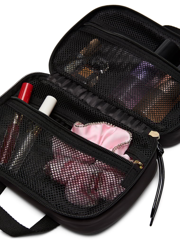 Victoria's Secret, Victoria's Secret Small Travel Toiletry Bag, Black V-Quilt, offModelBack, 3 of 3