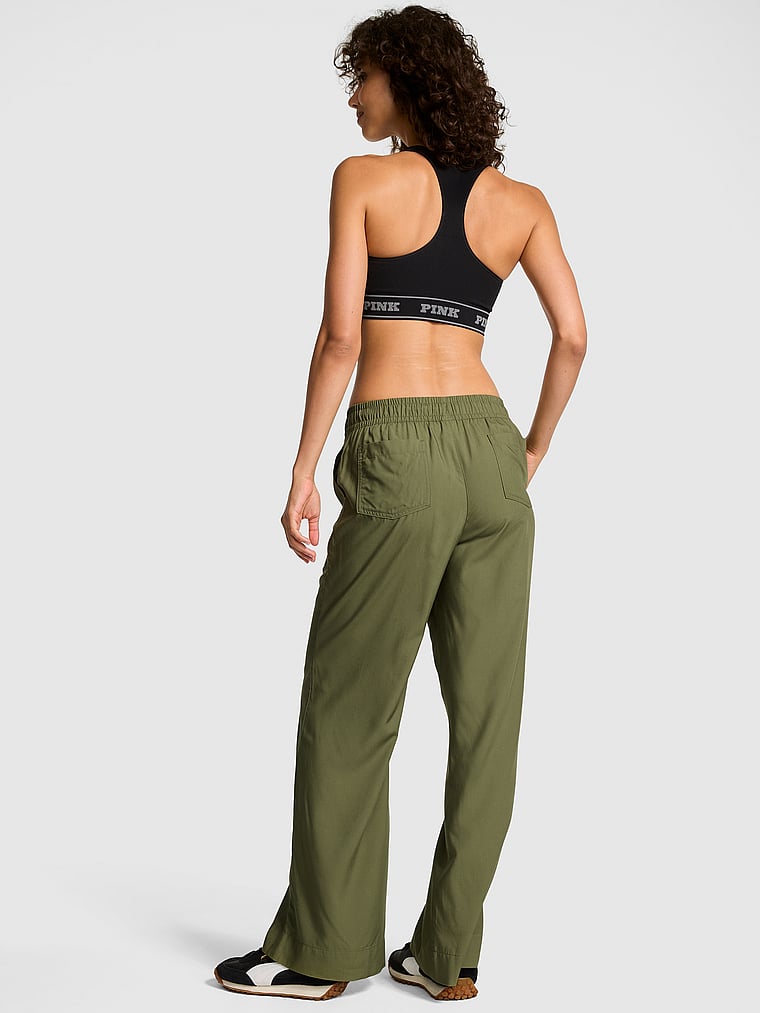 PINK Everyday Easy Wide-Leg Pants, Olive Shade, onModelBack, 2 of 3 Rae is 5'10" and wears Small