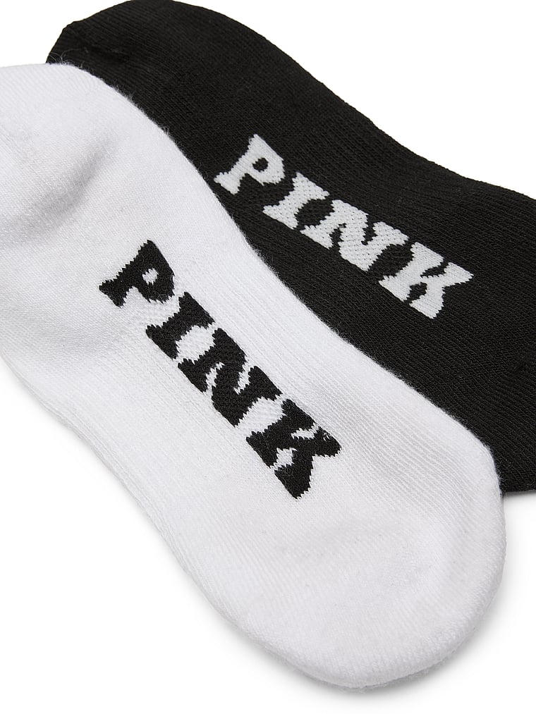 PINK 2-Pack Ankle Socks, VS White/Black, onModelBack, 2 of 4