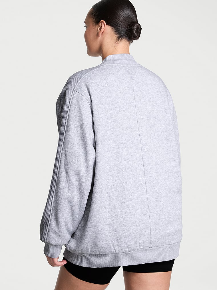 Victoria's Secret, VSX VSX Movement Fleece Jacket, Medium Heather Grey, onModelBack, 4 of 5 Karmi is 5'10" or 178cm and wears Large