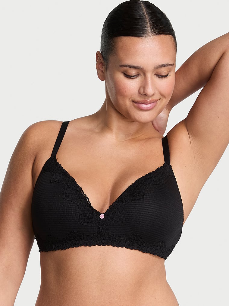 Victoria's Secret Cotton Shadow Stripe Lightly Lined Wireless Bra on sale