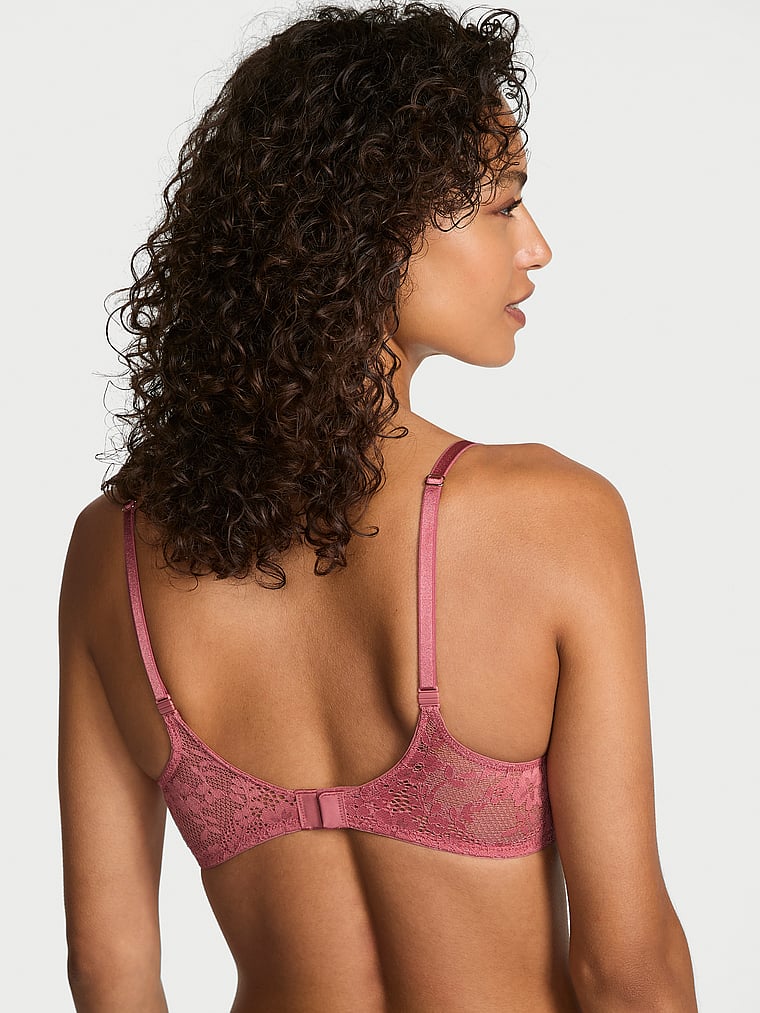 Victoria's Secret, Dream Angels Lace Wireless Push-Up Bra, Seductive Rose, onModelBack, 2 of 4 Nikita  is 5'10" or 178cm and wears 34B or Small